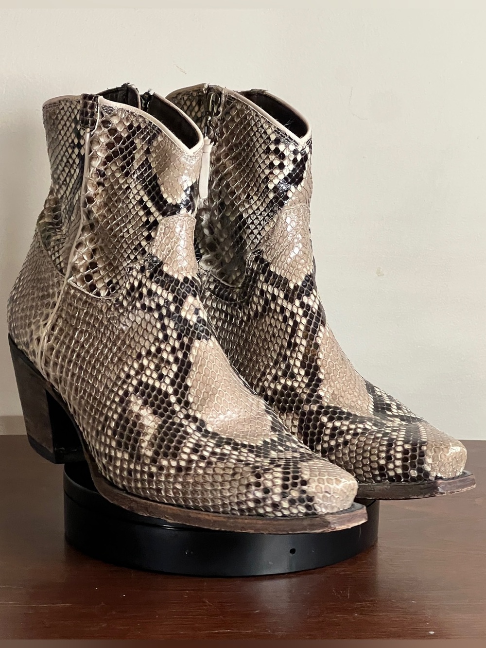 Tecovas Zoey - Python Leather Western Ankle Boots, US 12 B